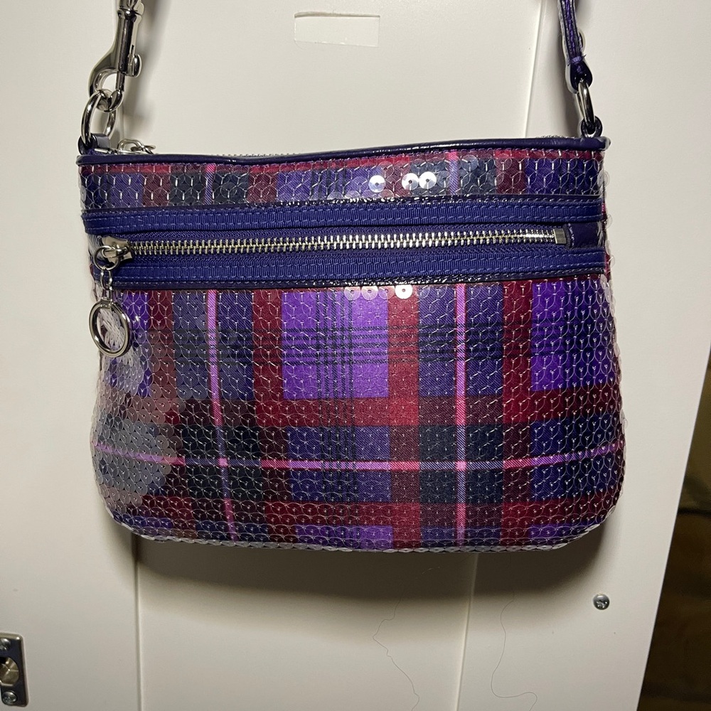 Coach Poppy Tartan Groovy Sequin Shoulder Bag – Y2K Purple Plaid